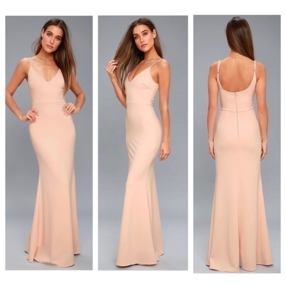 Lulu’s Infinite Glory Blush Pink Maxi Dress XL OO20